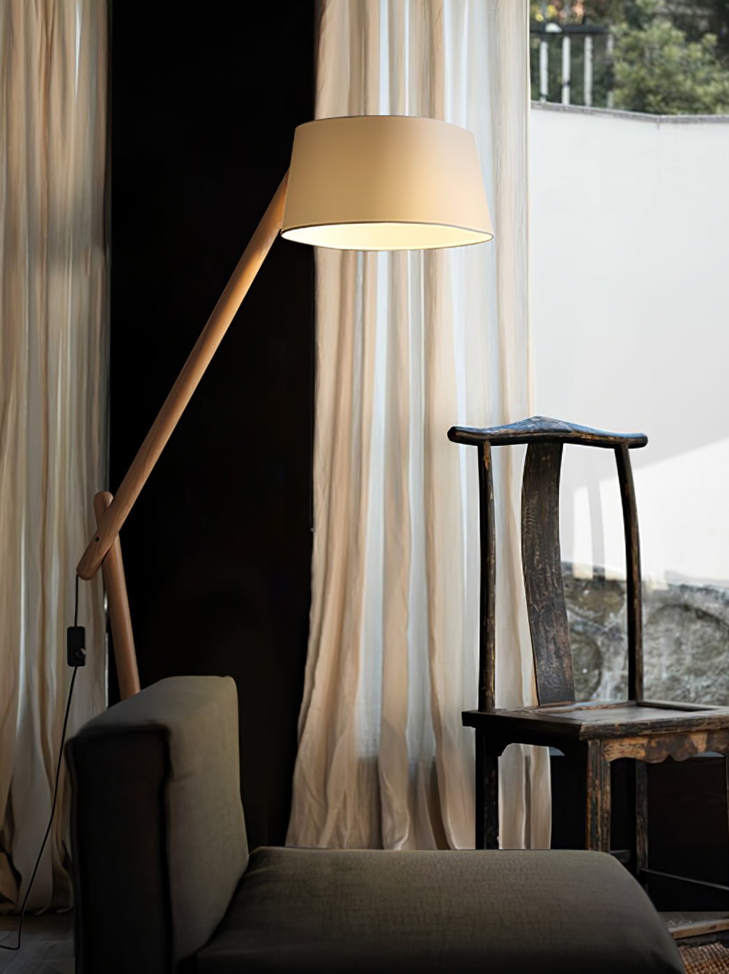Cethar Lampadaire en Tissu Scandinavien
