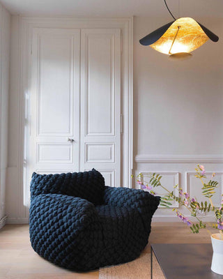 Lustra Suspension Lampe Abat-jour Courbé Noir et Or-Luire