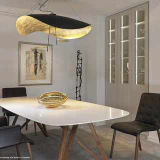 Lustra Suspension Lampe Abat-jour Courbé Noir et Or-Luire