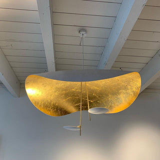 Lustra Suspension Lampe Abat-jour Courbé Noir et Or-Luire