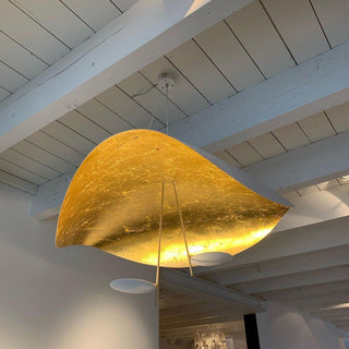Lustra Suspension Lampe Abat-jour Courbé Noir et Or-Luire