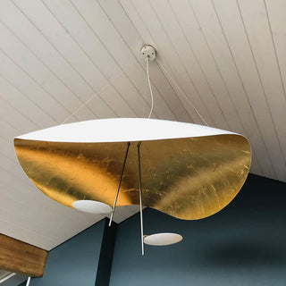 Lustra Suspension Lampe Abat-jour Courbé Noir et Or-Luire