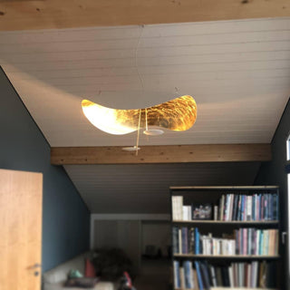 Lustra Suspension Lampe Abat-jour Courbé Noir et Or-Luire