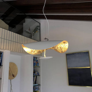 Lustra Suspension Lampe Abat-jour Courbé Noir et Or-Luire