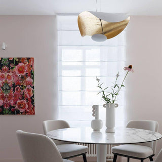 Lustra Suspension Lampe Abat-jour Courbé Noir et Or-Luire