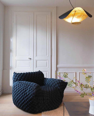 Lustra Suspension Lampe Abat-jour Courbé Noir et Or-Luire