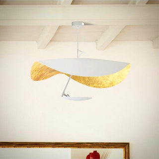 Lustra Suspension Lampe Abat-jour Courbé Noir et Or-Luire