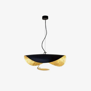 Lustra Suspension Lampe Abat-jour Courbé Noir et Or-Luire