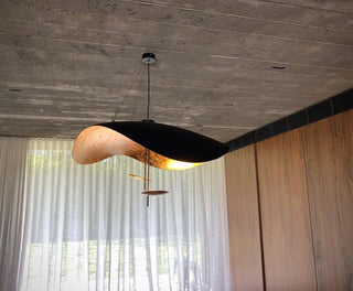 Lustra Suspension Lampe Abat-jour Courbé Noir et Or-Luire