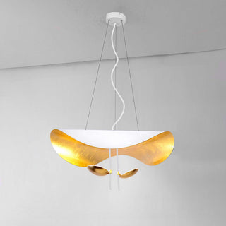 Lustra Suspension Lampe Abat-jour Courbé Noir et Or-Luire