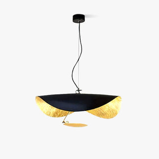 Lustra Suspension Lampe Abat-jour Courbé Noir et Or-Luire