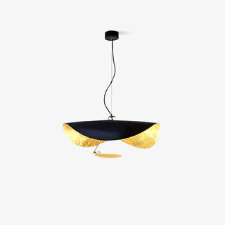 Lustra Suspension Lampe Abat-jour Courbé Noir et Or-Luire