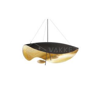 Lustra Suspension Lampe Abat-jour Courbé Noir et Or-Luire
