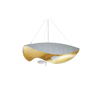 Lustra Suspension Lampe Abat-jour Courbé Noir et Or-Luire