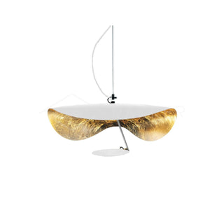 Lustra Suspension Lampe Abat-jour Courbé Noir et Or-Luire