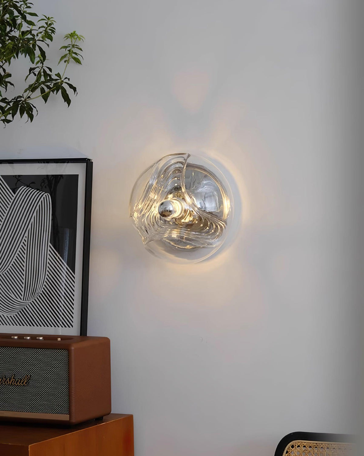 Wall Lamp Swirl Texture Clear Amber Smoke Gray Modern Accent-Neutral Decor