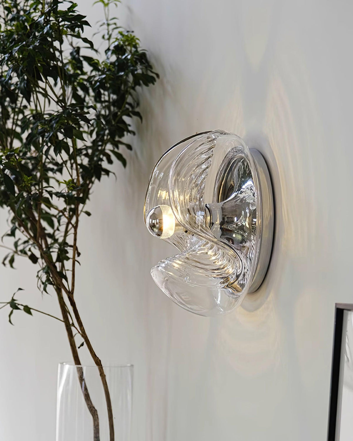 Wall Lamp Swirl Texture Clear Amber Smoke Gray Modern Accent-Neutral Decor