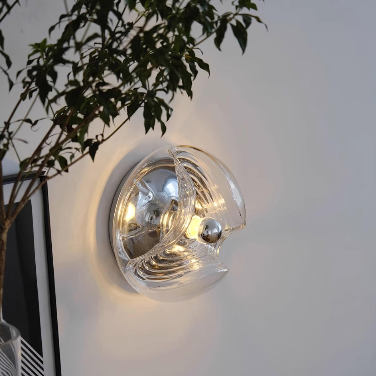 Wall Lamp Swirl Texture Clear Amber Smoke Gray Modern Accent-Neutral Decor