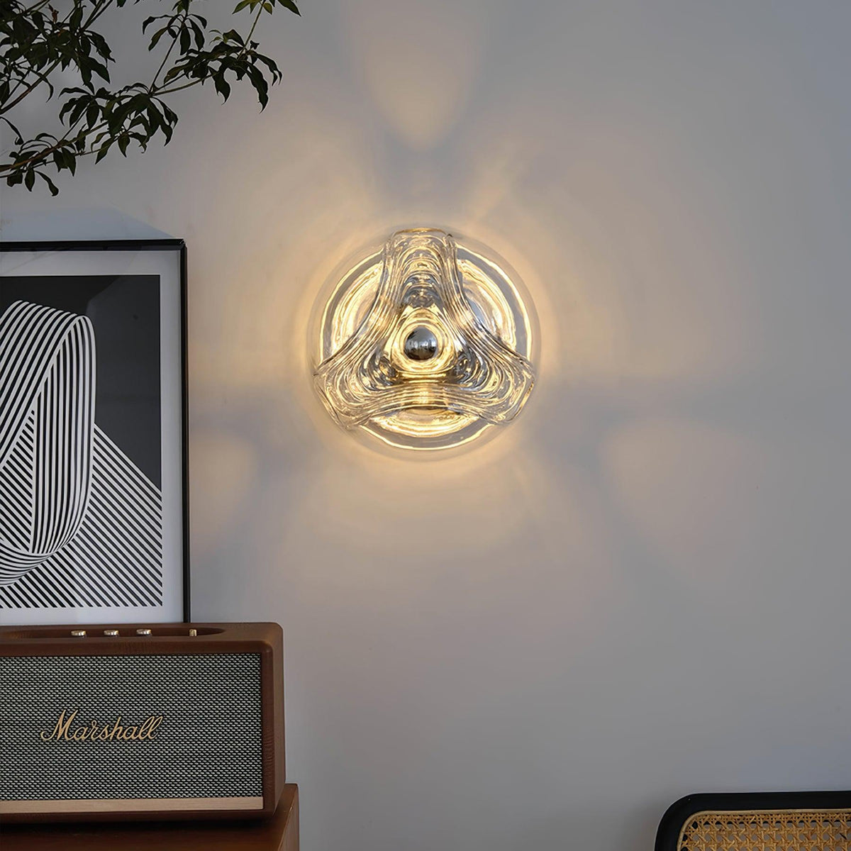 Wall Lamp Swirl Texture Clear Amber Smoke Gray Modern Accent-Neutral Decor