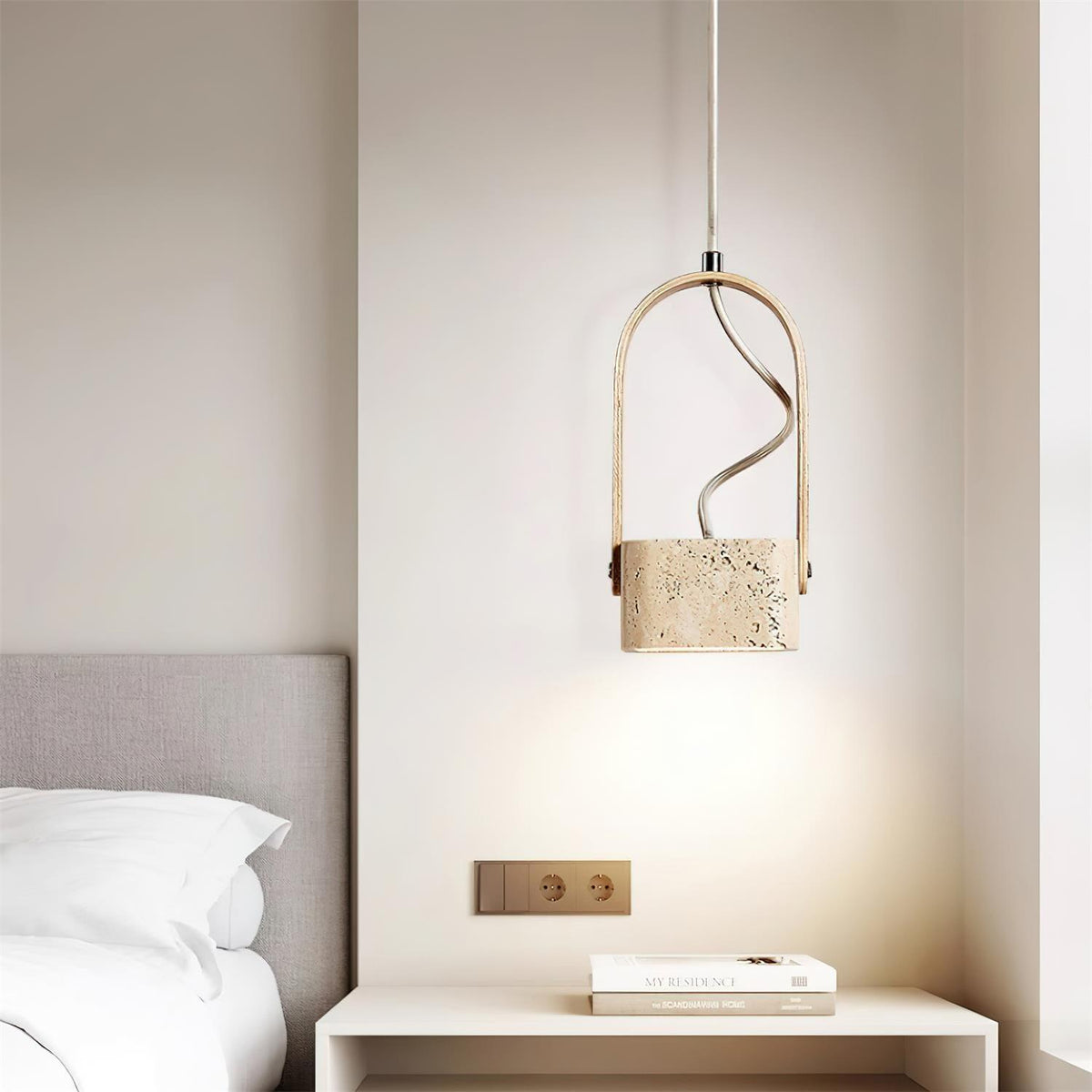 Cesta Pendant Light Square Yellow Travertine-Neutral Decor