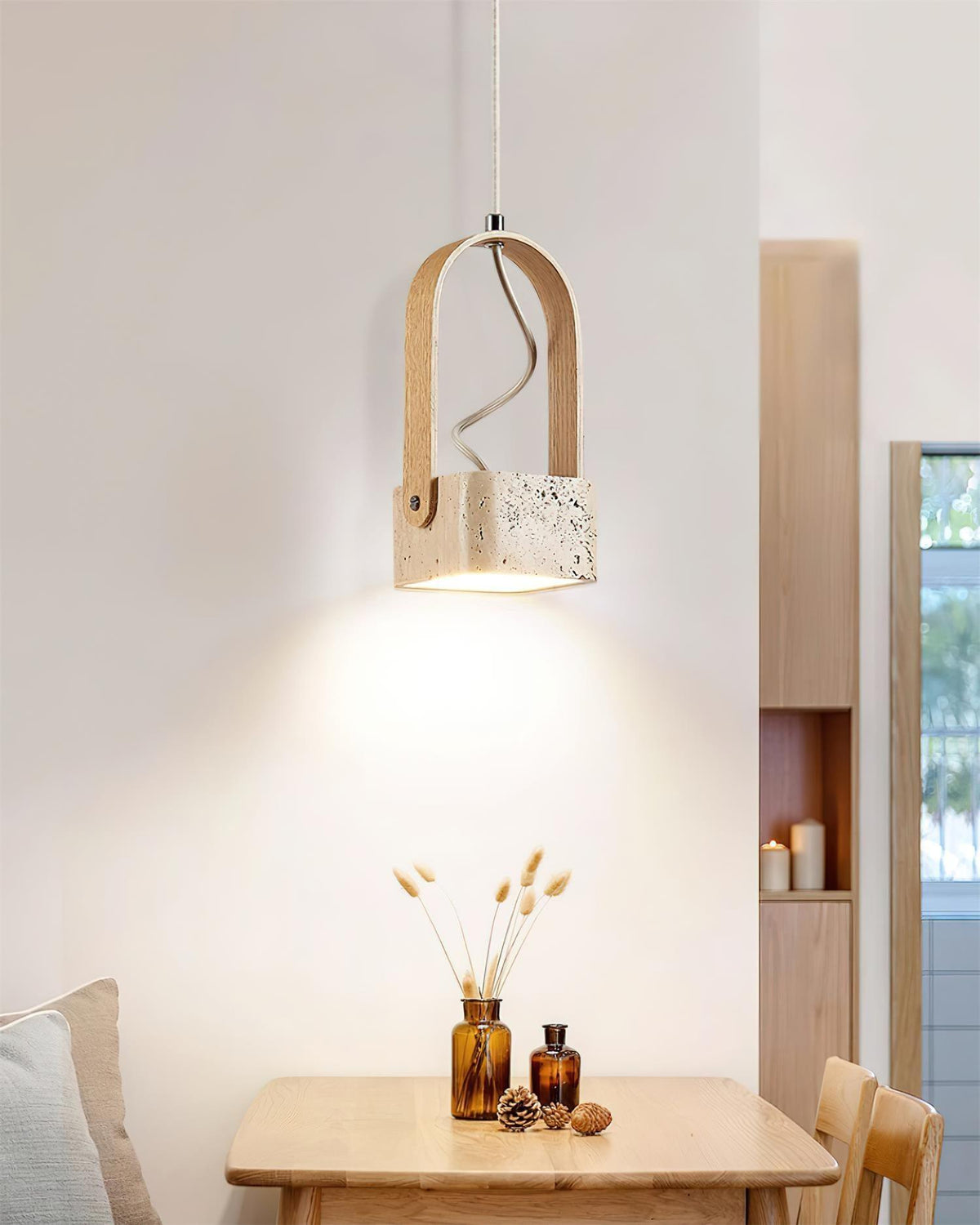 Cesta Pendant Light Square Yellow Travertine-Neutral Decor