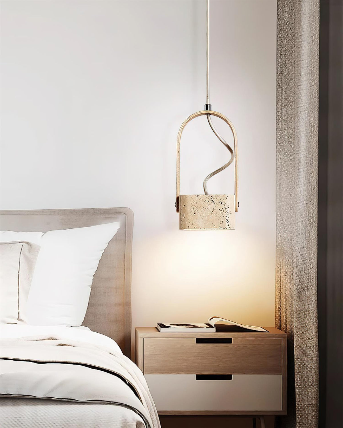 Cesta Pendant Light Square Yellow Travertine-Neutral Decor