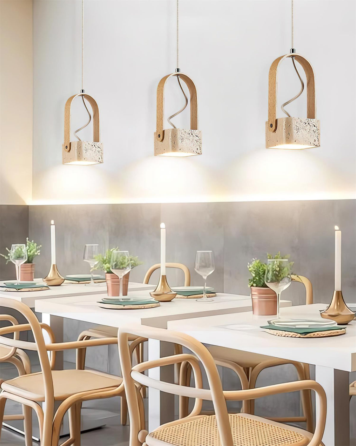Cesta Pendant Light Square Yellow Travertine-Neutral Decor