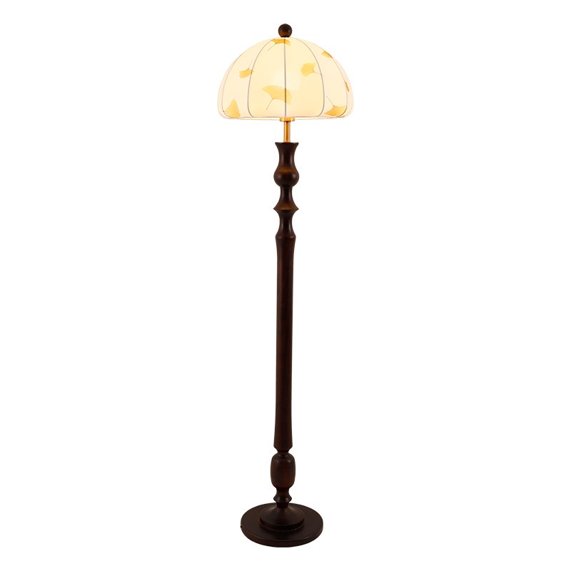 Ginkgore Lampadaire Bois Tissu Vintage