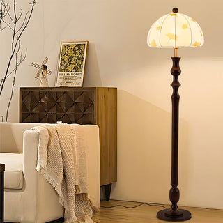 Ginkgore Lampadaire Bois Tissu Vintage