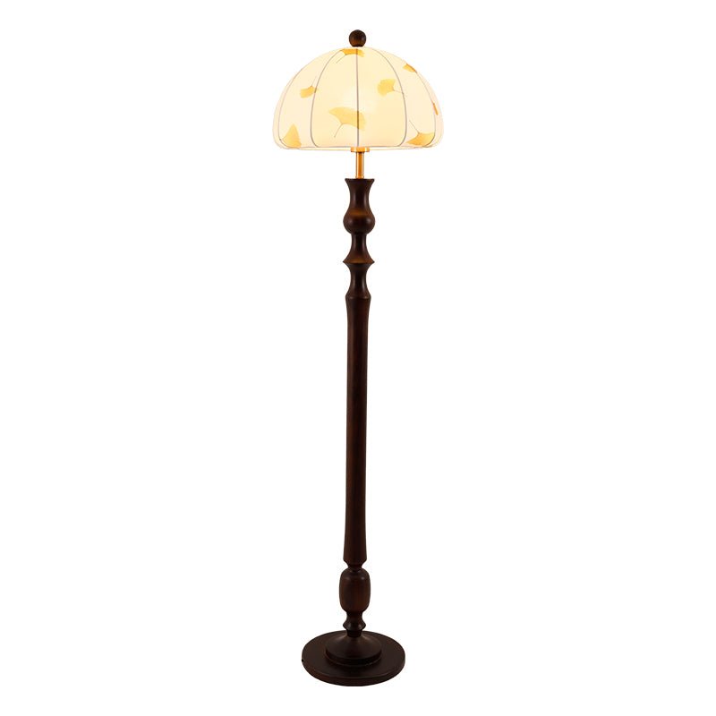 Ginkgore Lampadaire Bois Tissu Vintage