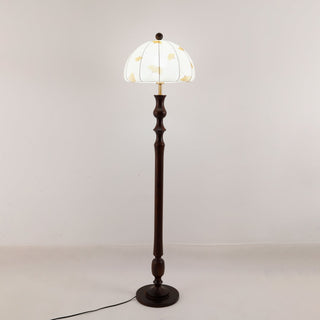 Ginkgore Lampadaire Bois Tissu Vintage