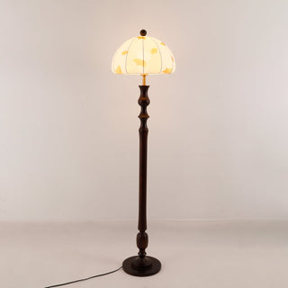 Ginkgore Lampadaire Bois Tissu Vintage