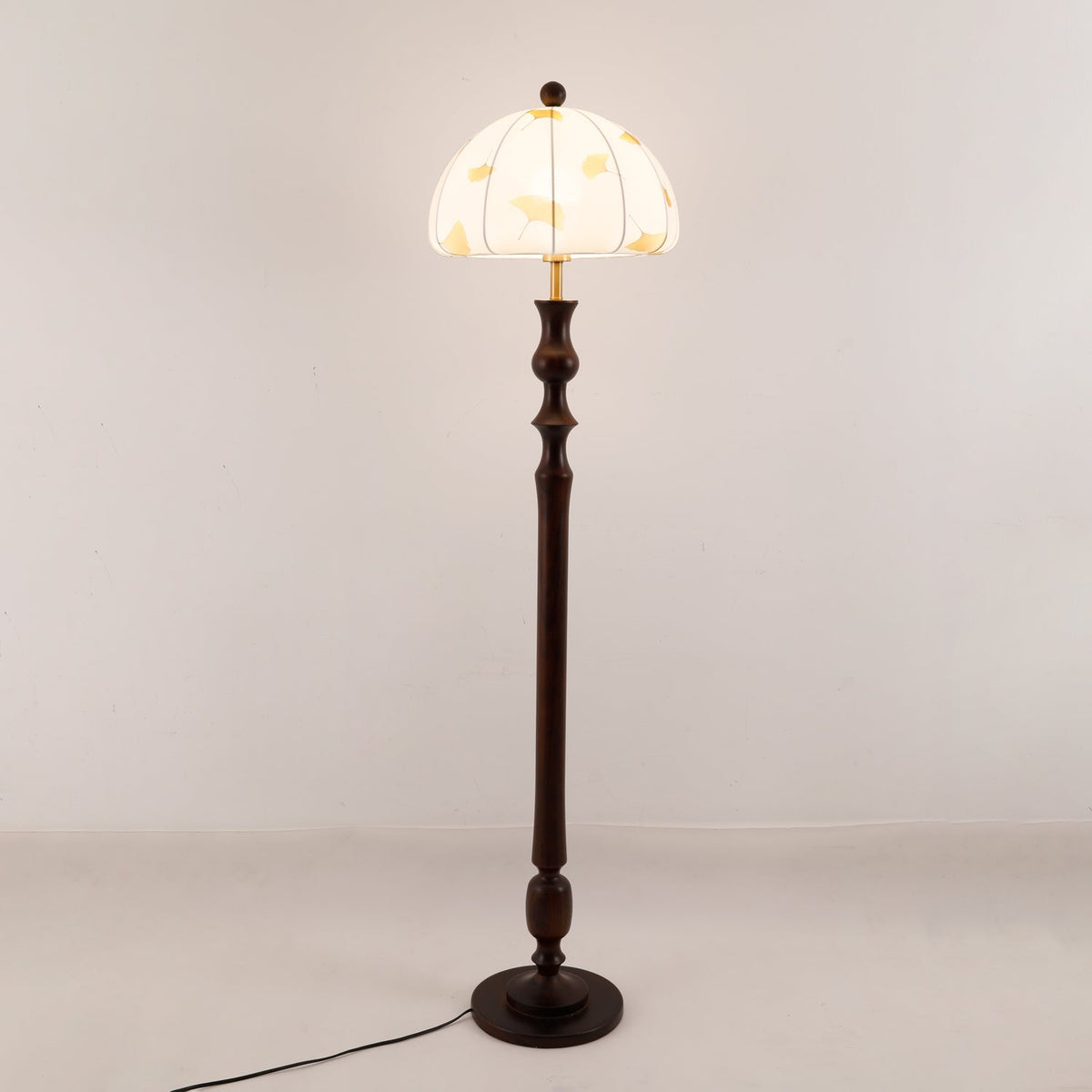 Ginkgore Lampadaire Bois Tissu Vintage