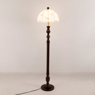 Ginkgore Lampadaire Bois Tissu Vintage
