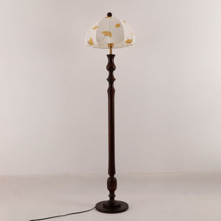 Ginkgore Lampadaire Bois Tissu Vintage
