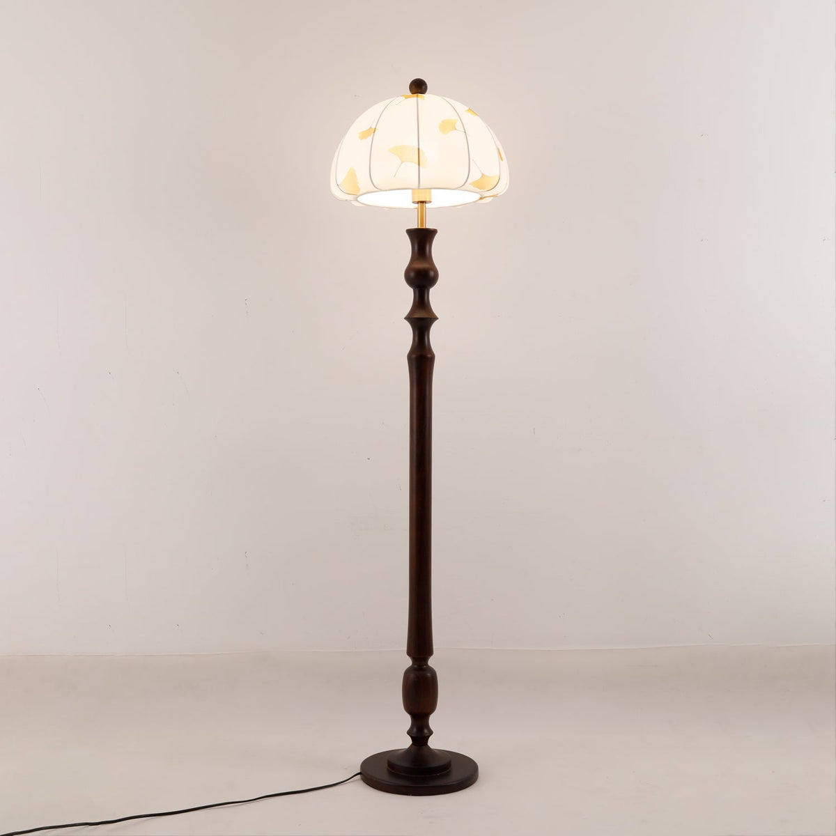 Ginkgore Lampadaire Bois Tissu Vintage