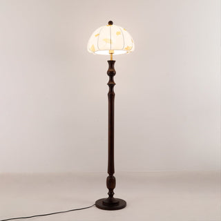 Ginkgore Lampadaire Bois Tissu Vintage