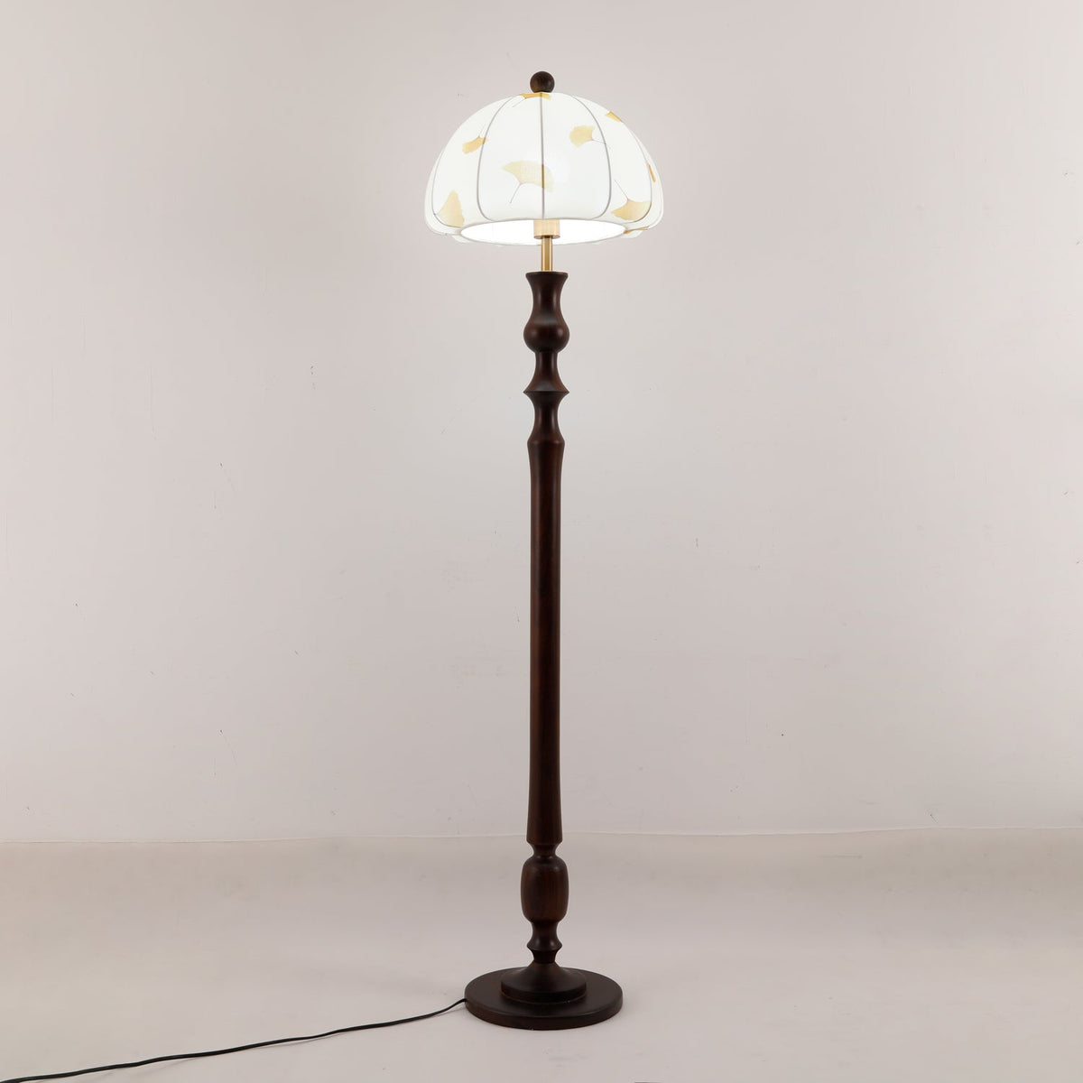 Ginkgore Lampadaire Bois Tissu Vintage