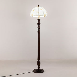 Ginkgore Lampadaire Bois Tissu Vintage