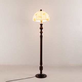 Ginkgore Lampadaire Bois Tissu Vintage