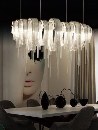 Lustra Lustre Superposé Chaîne Nickel Luxe