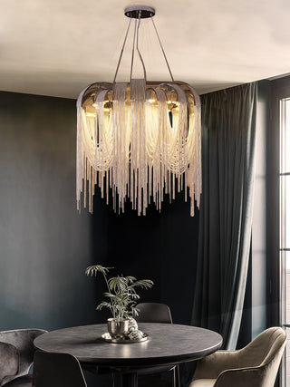 Lustra Lustre Superposé Chaîne Nickel Luxe