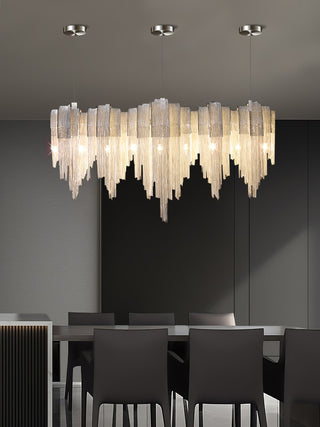 Lustra Lustre Superposé Chaîne Nickel Luxe