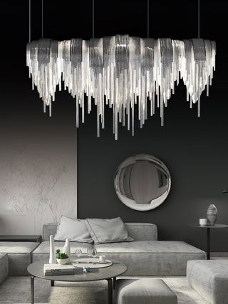 Lustra Lustre Superposé Chaîne Nickel Luxe