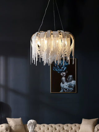 Lustra Lustre Superposé Chaîne Nickel Luxe