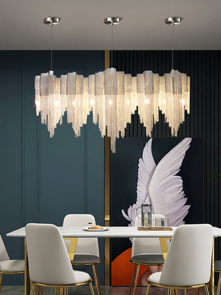 Lustra Lustre Superposé Chaîne Nickel Luxe