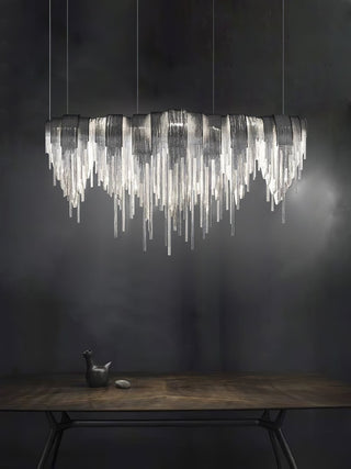 Lustra Lustre Superposé Chaîne Nickel Luxe