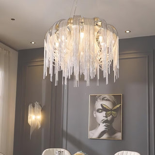 Lustra Lustre Superposé Chaîne Nickel Luxe
