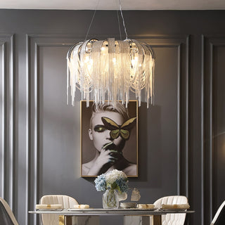 Lustra Lustre Superposé Chaîne Nickel Luxe
