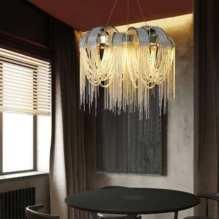Lustra Lustre Superposé Chaîne Nickel Luxe